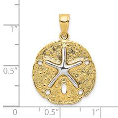 14K Two-Tone Gold Sand Dollar Starfish Pendant with Polished Finish