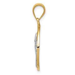 14K Two-Tone Gold Sun & Palm Tree Pendant Elegant Tropical Design