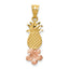 Pineapple & Plumeria Flower Pendant in 14K Two-Tone Gold, 23mm - Sophia Jewelers