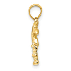 14K Gold Palm Tree Pendant with Solid Cast Design, Elegant Charm
