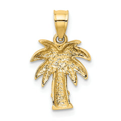 14K Gold Palm Tree Pendant with Solid Cast Design, Elegant Charm
