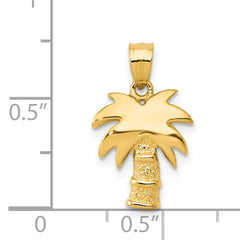 14K Gold Palm Tree Pendant with Solid Cast Design, Elegant Charm