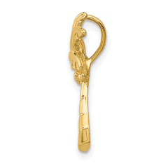 14K Gold Palm Tree Slide Pendant with Solid Cast Design