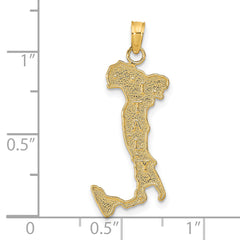 14K Gold Italy Map Charm Pendant with Solid Cast Design