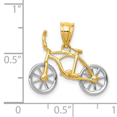 14K Two-Tone Gold 3D Moveable Bicycle Pendant for Men Polished Finish