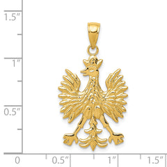14K Gold Phoenix Bird Charm with Polished Textured Finish for Men