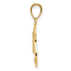 14K Gold Police Badge Pendant with Rhodium Accents Polished Solid Design