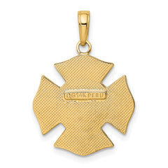 14K Gold Fire Department Badge Pendant for Men Polished, Solid Design