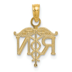 14K Gold RN Registered Nurse Pendant with Polished Finish and Solid Design