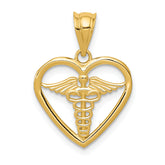 14k Caduceus Heart Medical Pendant