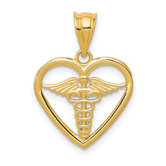 14k Caduceus Heart Medical Pendant