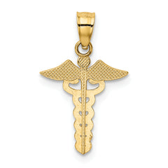 14K Gold Caduceus Medical Pendant with Polished Finish