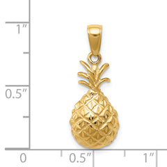 14K Gold Diamond-Cut Pineapple Pendant with Polished Finish by Sophia Jewelers