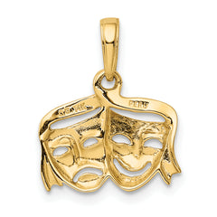 14K Gold Polished Comedy/Tragedy Pendant with Open-Back Design