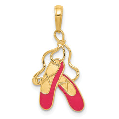 14k Enameled Ballet Slippers Charm