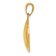 14K Gold Polished Baseball Charm Solid Casted, Textured Design