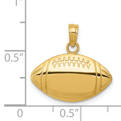 14K Gold Football Charm for Men Polished Solid Textured Athletic Design
