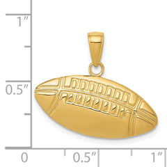**14K Gold Football Charm for Men Polished & Textured Sports-Inspired Pendant**