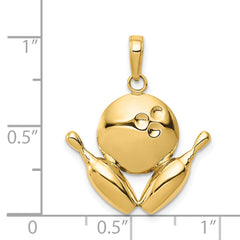 14K Gold Men's Diamond-Cut Bowling Charm Polished, Solid, Elegant Gift