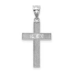 14K White Gold Cross Pendant with Polished Rhodium Finish Elegant and Tarnish-Resistant Design
