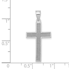 14K White Gold Cross Pendant with Polished Rhodium Finish Elegant and Tarnish-Resistant Design