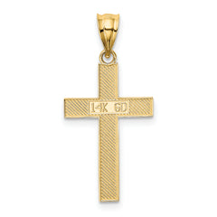 14K Gold Cross Pendant with Textured Back and Polished Finish Timeless Elegance
