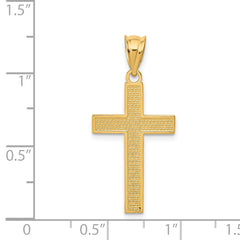 14K Gold Cross Pendant with Textured Back and Polished Finish Timeless Elegance