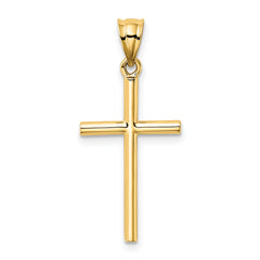 14K Gold Solid Cross Pendant with 3D Design Elegant Faith Symbol