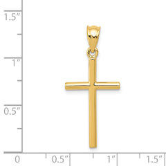 14K Gold Solid Cross Pendant with 3D Design Elegant Faith Symbol