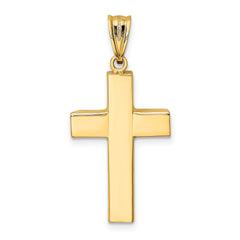 **14K Gold Hollow Cross Pendant with Polished Finish Elegant Faith Symbol**