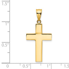 **14K Gold Hollow Cross Pendant with Polished Finish Elegant Faith Symbol**