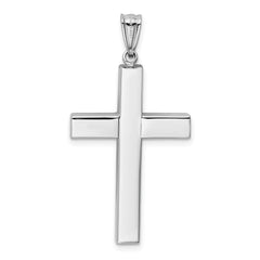 14K White Gold Hollow Cross Pendant with Rhodium Finish Elegant, Polished, and Lightweight Design