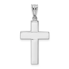 14K White Gold Hollow Cross Pendant with Rhodium Finish Elegant Lightweight Design