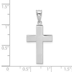 14K White Gold Hollow Cross Pendant with Rhodium Finish Elegant Lightweight Design