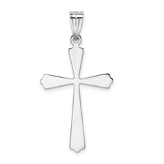 14K White Gold Polished Cross Pendant with Rhodium Finish Elegant and Timeless Design