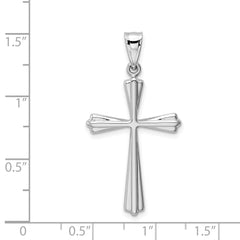 14K White Gold Polished Cross Pendant with Rhodium Finish Elegant and Timeless Design