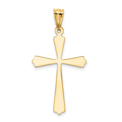 14K Gold Diamond-Cut Cross Pendant with Polished Rhodium Accents