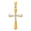 14k w/Rhodium Diamond Cut Cross Pendant