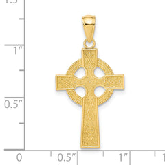 14K Gold Celtic Cross Pendant with Polished Finish Elegant and Solid Design