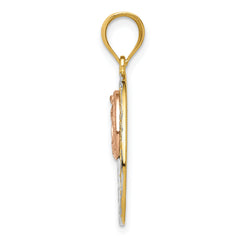 14K Two-Tone Lady Guadalupe Pendant with White Rhodium Polished Finish