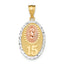 Lady Guadalupe Pendant in 14K Two-Tone Gold, 28mm Textured - Sophia Jewelers