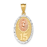 14K Two-tone w/White Rhodium Lady Guadalupe 15 Pendant