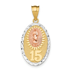 14K Two-tone w/White Rhodium Lady Guadalupe 15 Pendant