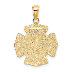 14K Two-Tone Saint Florian Medal Pendant with Polished Finish Solid Design