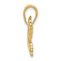 14K Gold Polished Dove Charm Elegant Solid Design