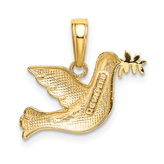 14K Gold Polished Dove Charm Elegant Solid Design