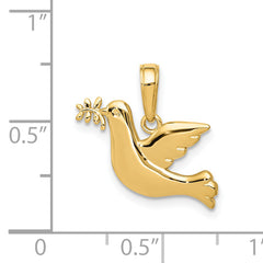 14K Gold Polished Dove Charm Elegant Solid Design