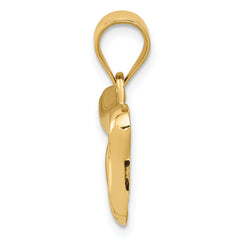 14K Gold Polished Chai Charm with Open Back Solid Design