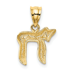 14K Gold Polished Chai Charm with Open Back Solid Design