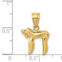 14K Gold Polished Chai Charm with Open Back Solid Design